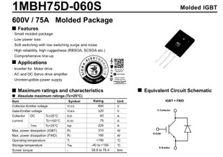 آی جی بی تی قدرت ۶۰۰ ولت ۷۵ آمپر /igbt با پارت نامبر 1mbh75d-060 /کمیاب و قدرتمند از Fuji Electric